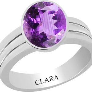Clara Certified Katela 3.9 cts or 4.25 ratti Stunning Sterling Silver Amethyst Ring